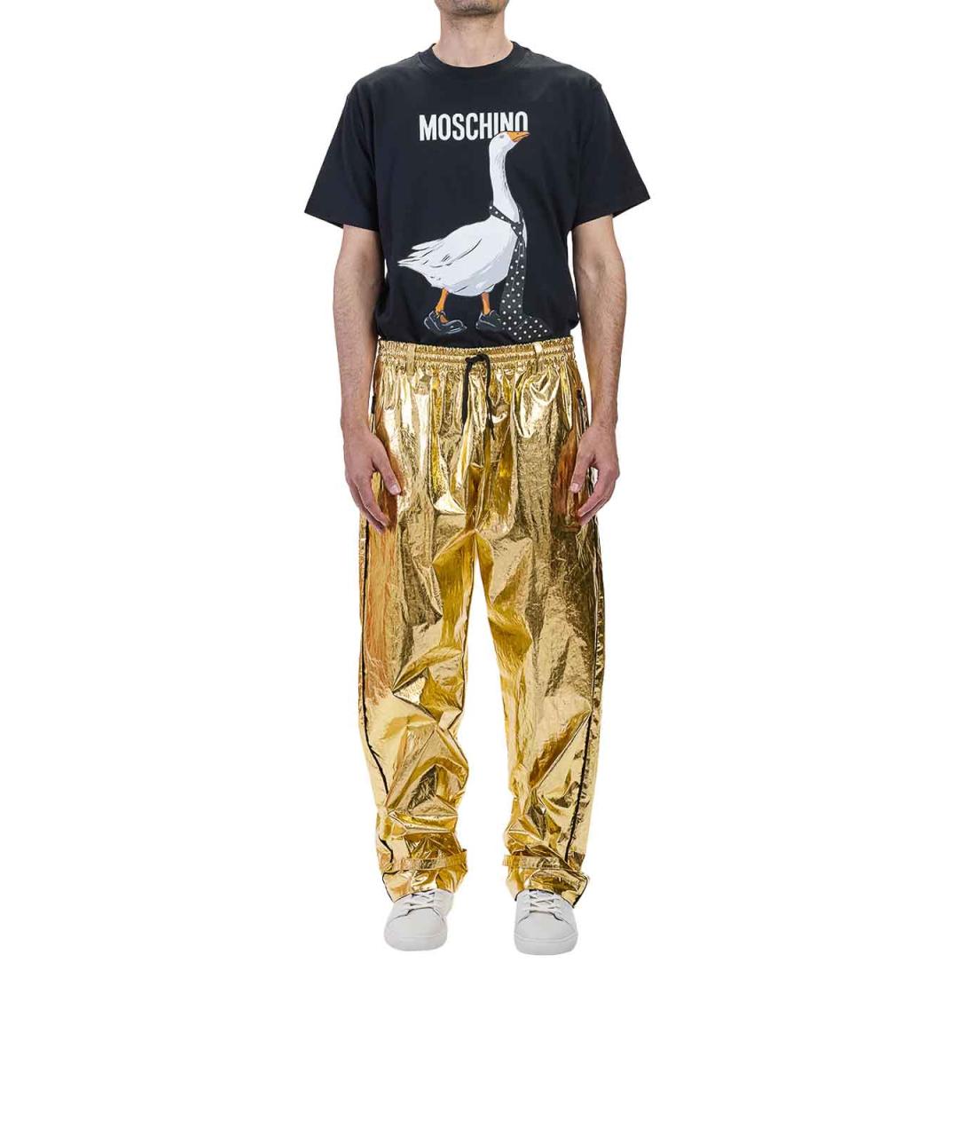 MOSCHINO Золотые хлопковые повседневные брюки, фото 2