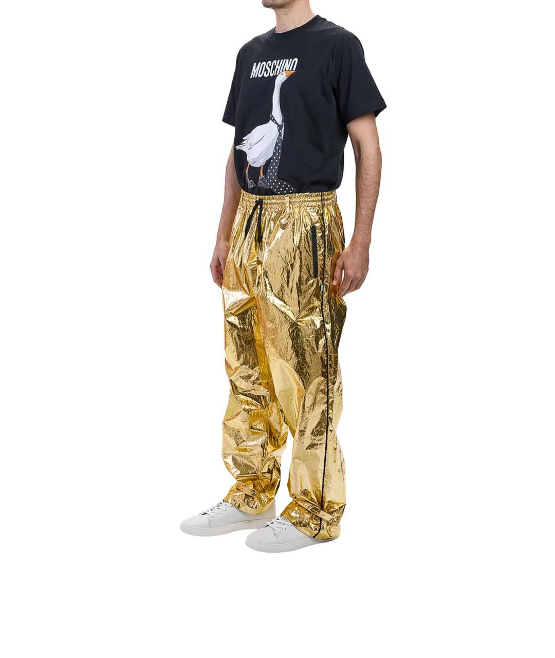 MOSCHINO Золотые хлопковые повседневные брюки, фото 3