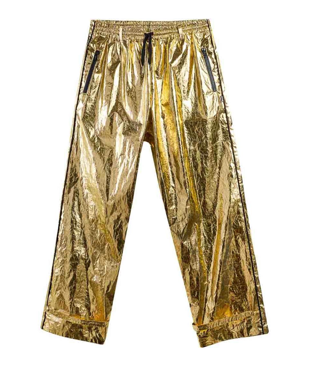 MOSCHINO Золотые хлопковые повседневные брюки, фото 1