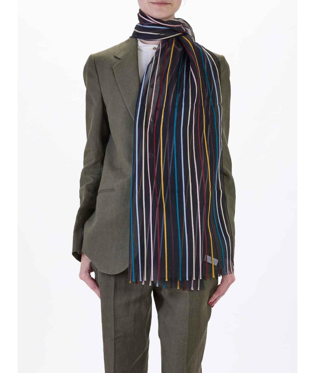 PAUL SMITH Черный шелковый шарф, фото 3