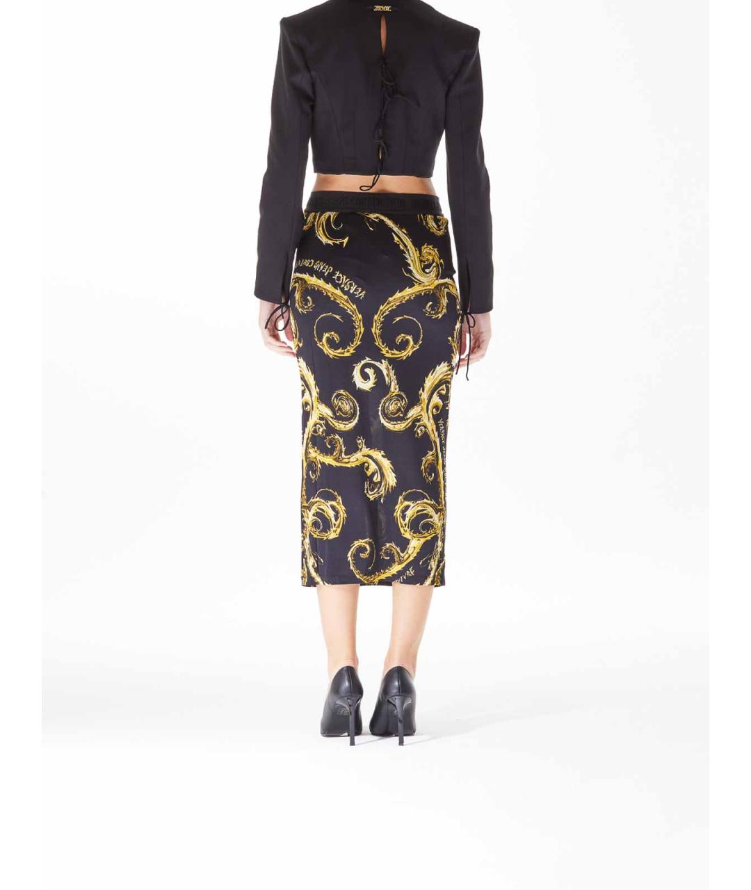 VERSACE JEANS COUTURE Черная вискозная юбка миди, фото 4