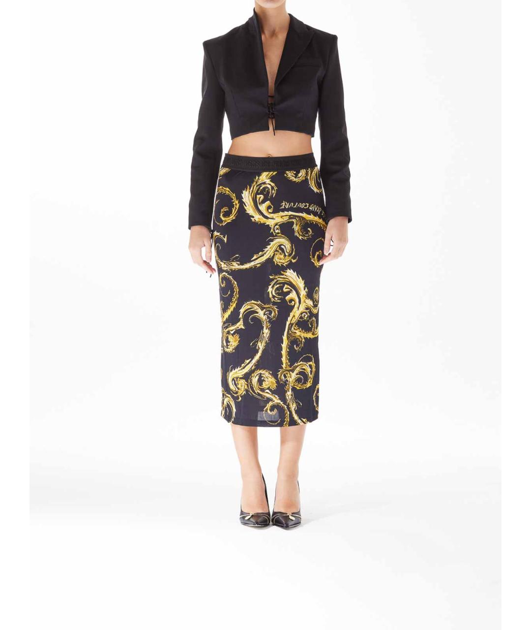 VERSACE JEANS COUTURE Черная вискозная юбка миди, фото 2