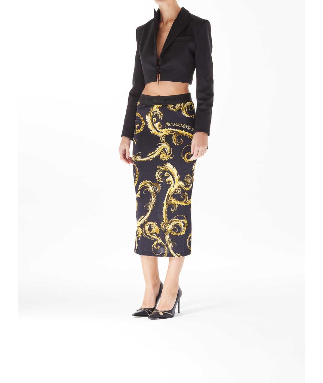 VERSACE JEANS COUTURE Черная вискозная юбка миди, фото 3