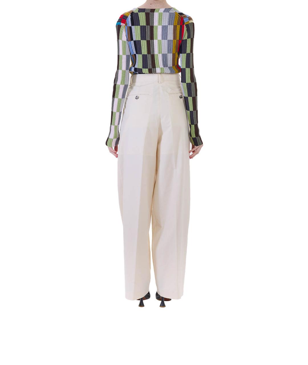 PAUL SMITH Бежевые хлопковые прямые брюки, фото 4