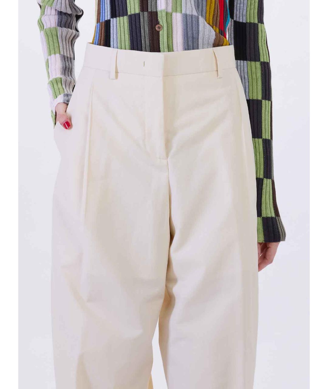 PAUL SMITH Бежевые хлопковые прямые брюки, фото 5