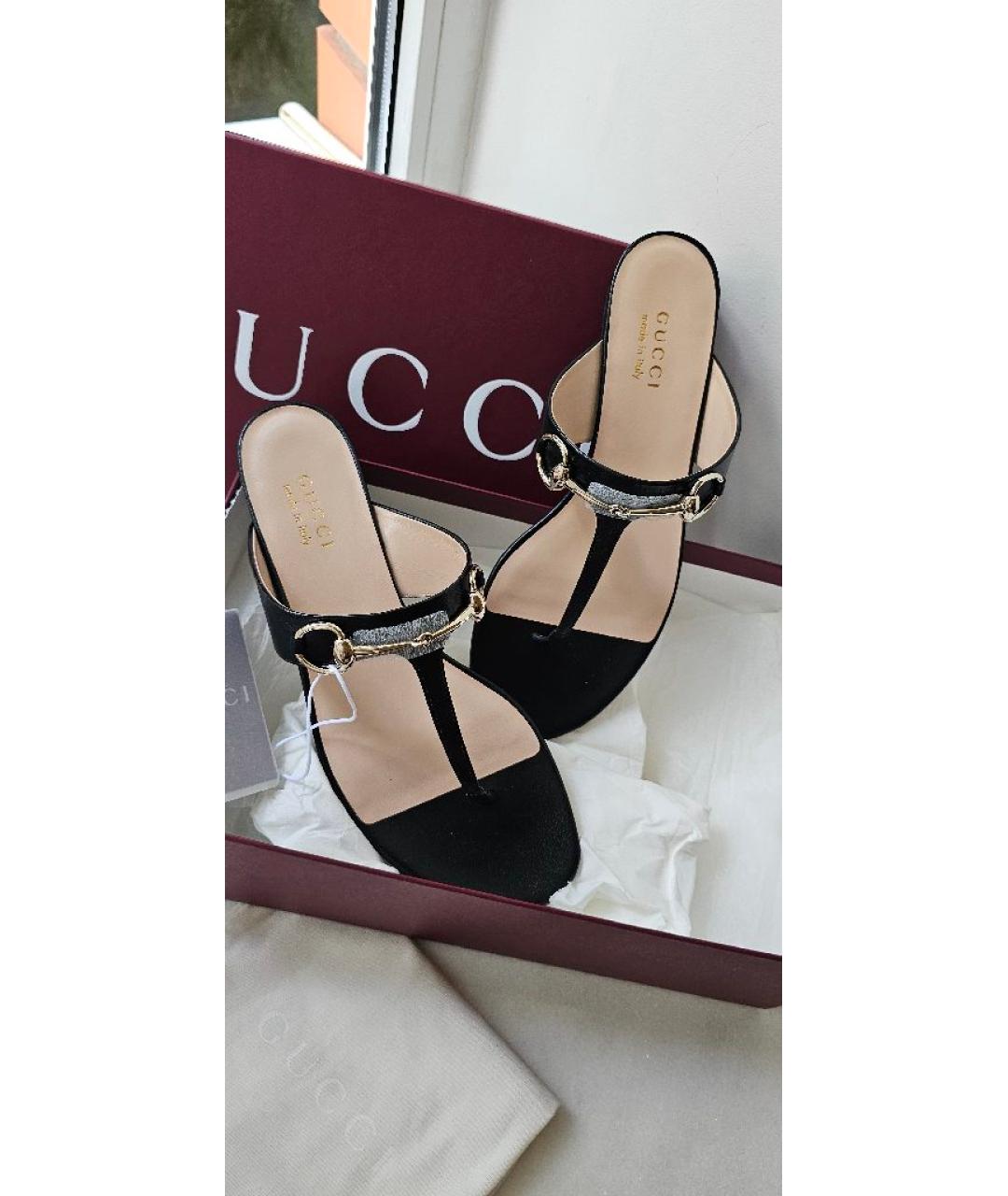 GUCCI Черные кожаные сандалии, фото 7