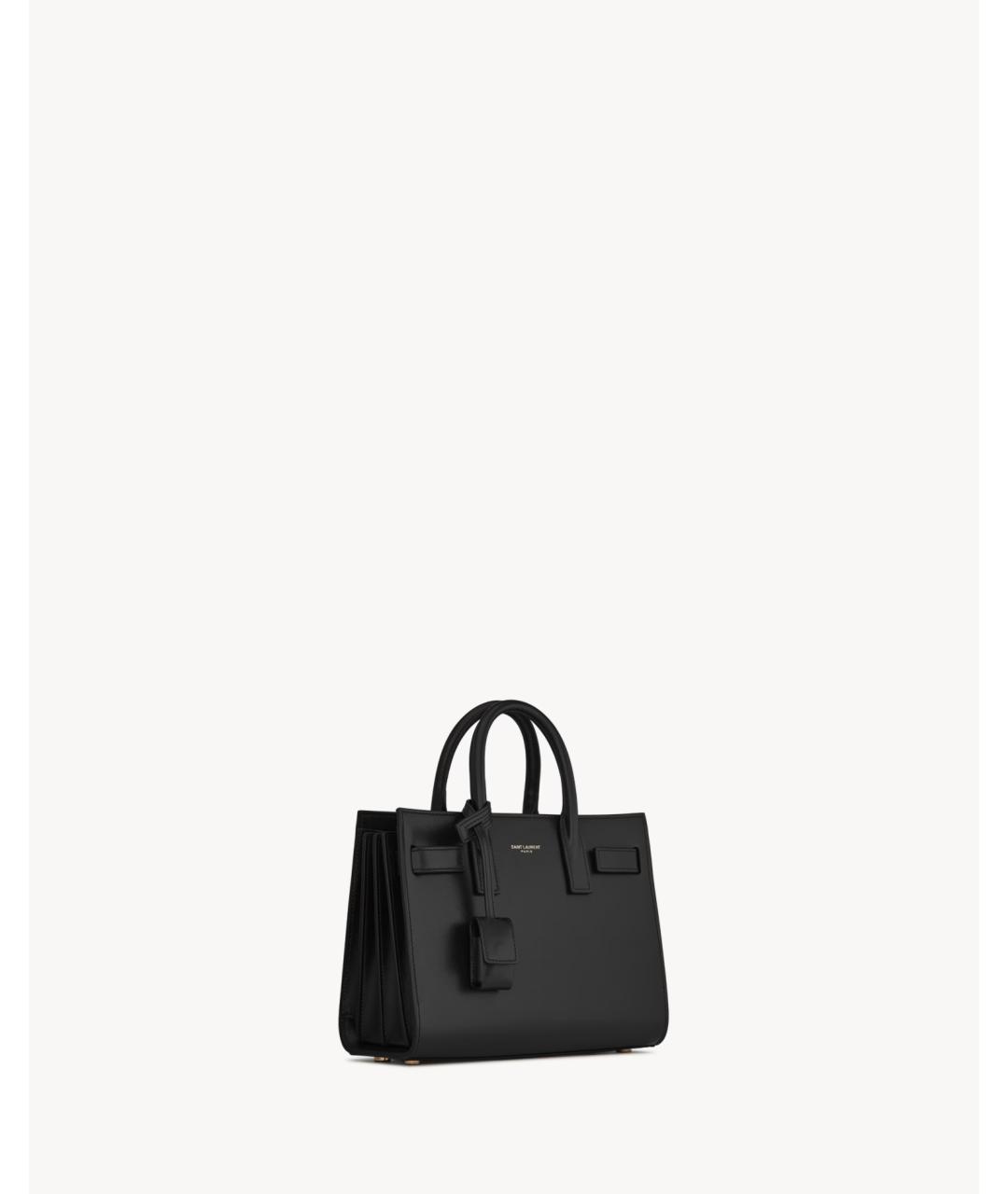 SAINT LAURENT Черная кожаная сумка тоут, фото 4