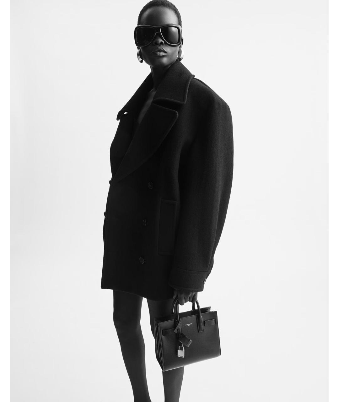 SAINT LAURENT Черная кожаная сумка тоут, фото 2