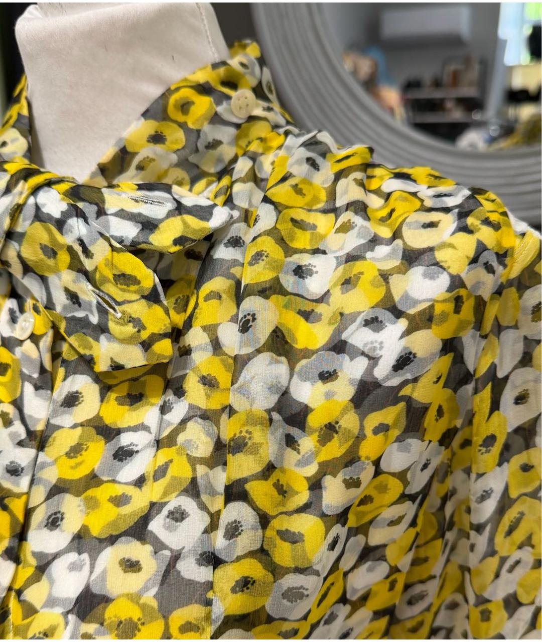 SAINT LAURENT Желтое шелковое повседневное платье, фото 4