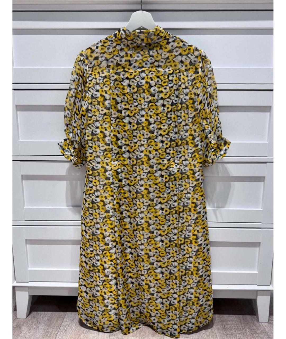 SAINT LAURENT Желтое шелковое повседневное платье, фото 7