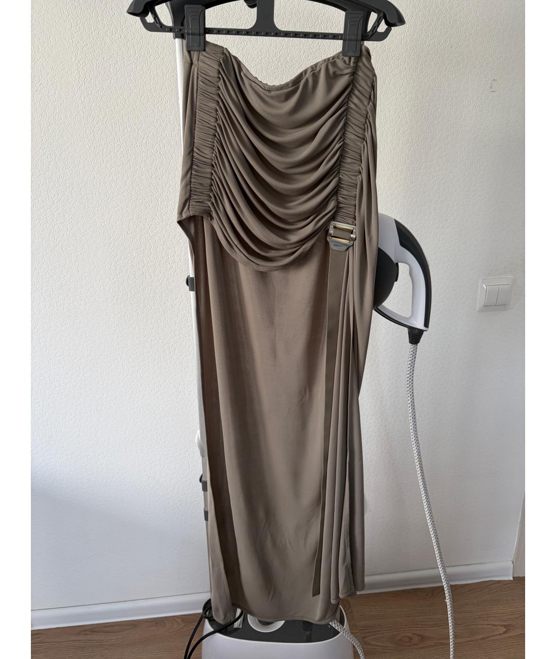 DION LEE Хаки вискозная юбка миди, фото 2