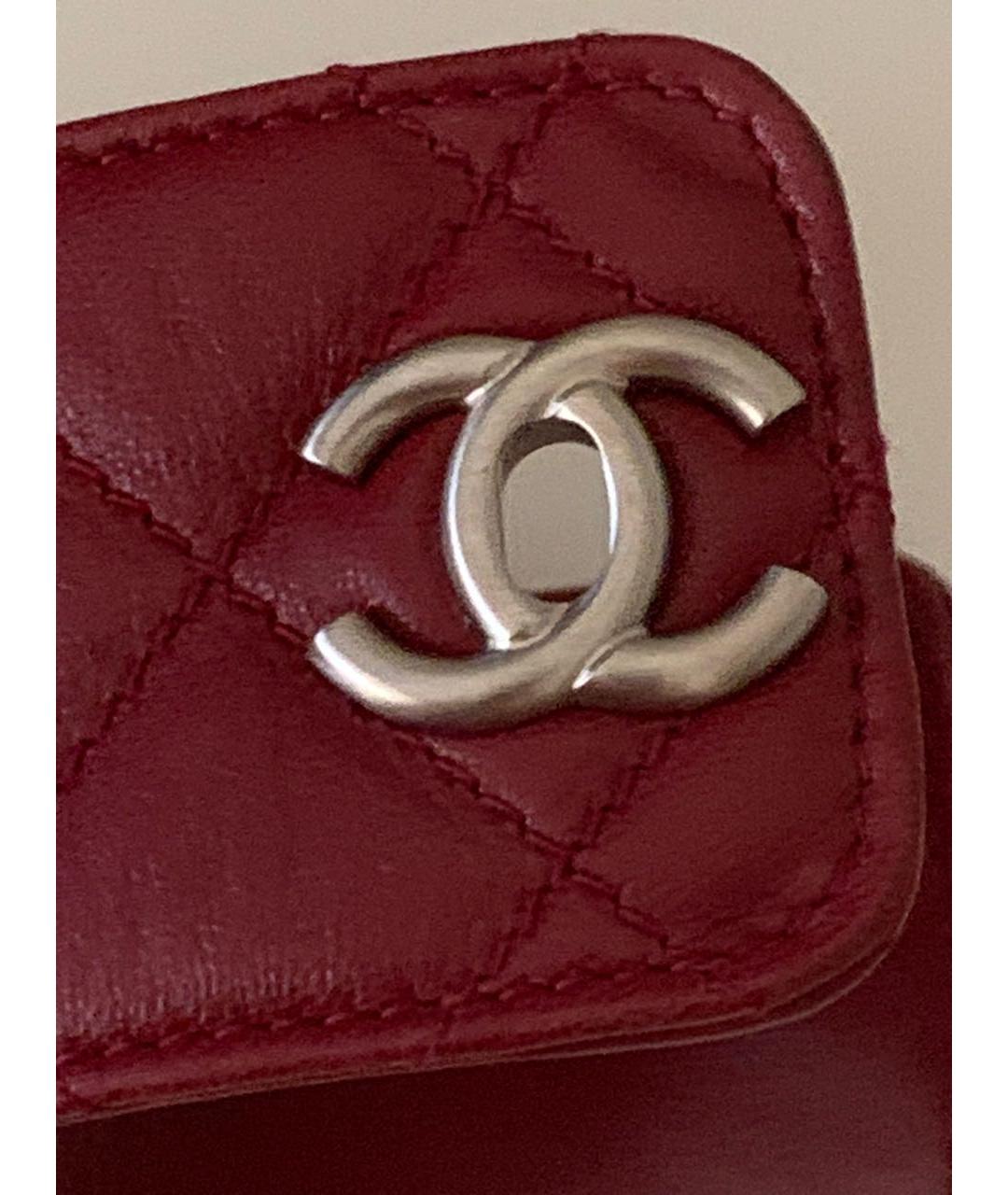 CHANEL Бордовый кожаный браслет, фото 4