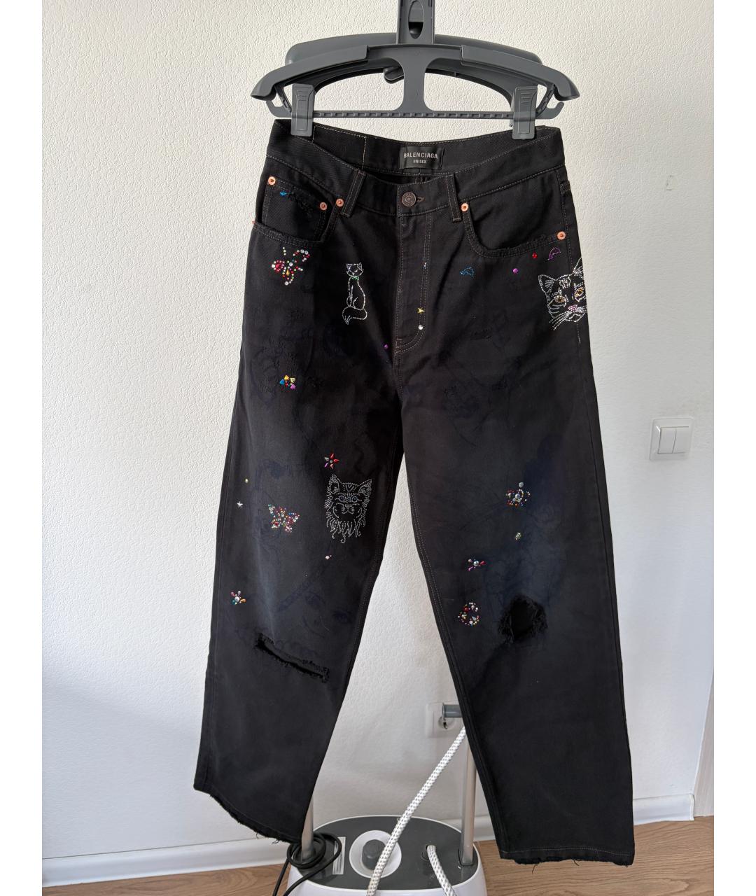 BALENCIAGA Черные хлопковые прямые джинсы, фото 2