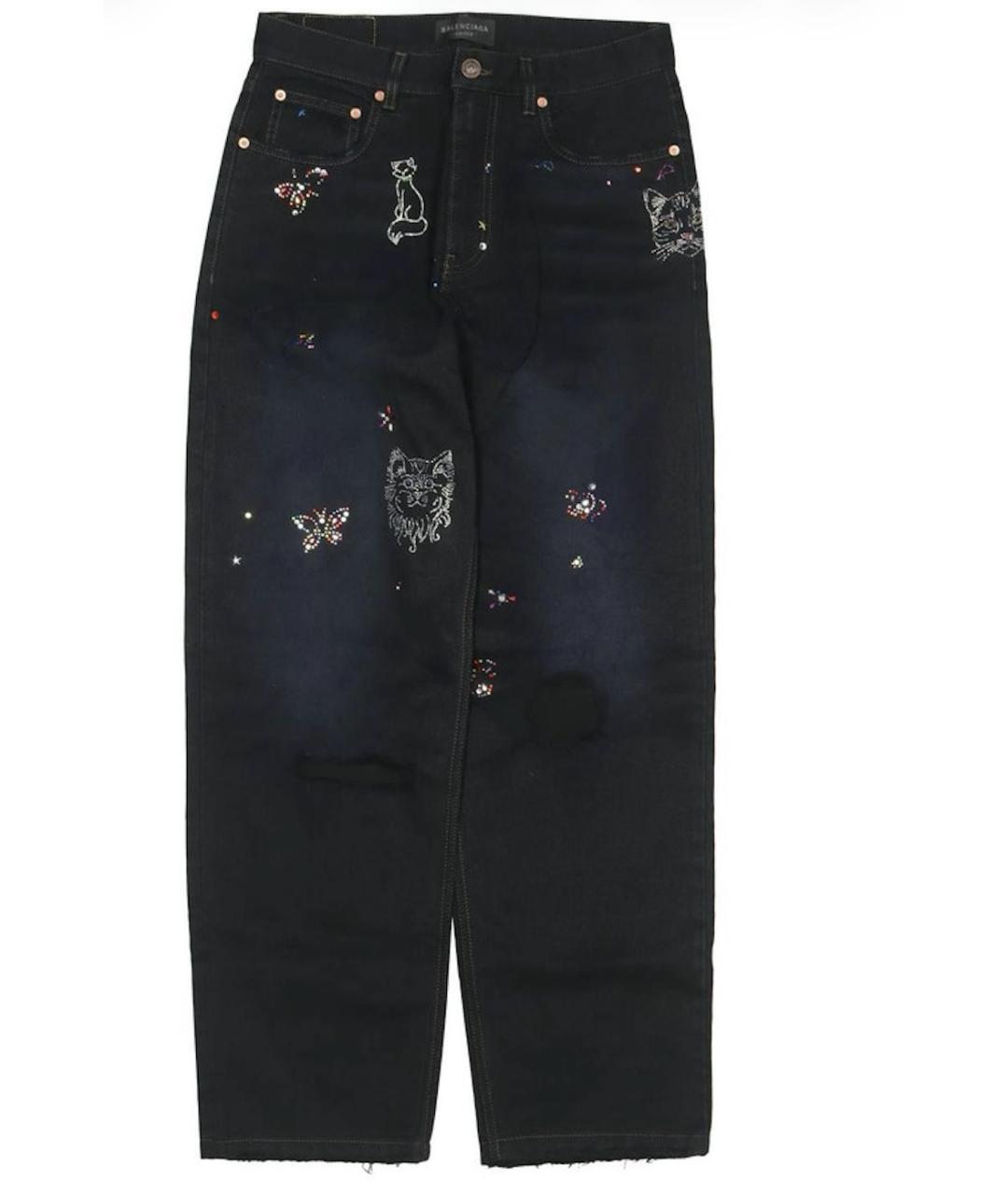 BALENCIAGA Черные хлопковые прямые джинсы, фото 1