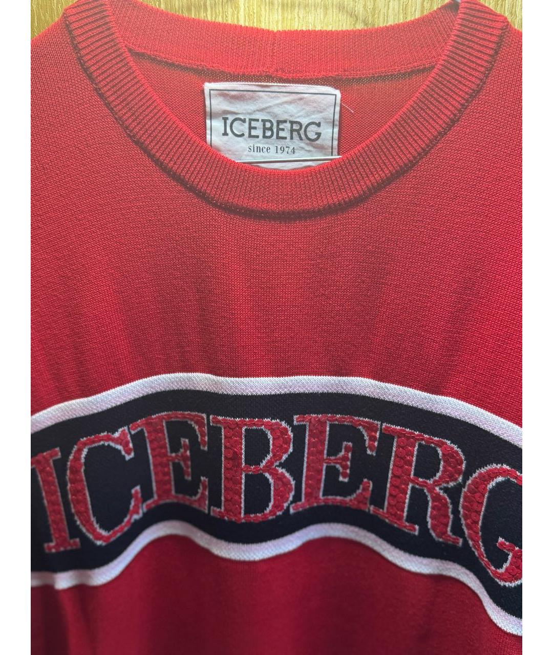 ICEBERG Красный хлопковый джемпер / свитер, фото 3