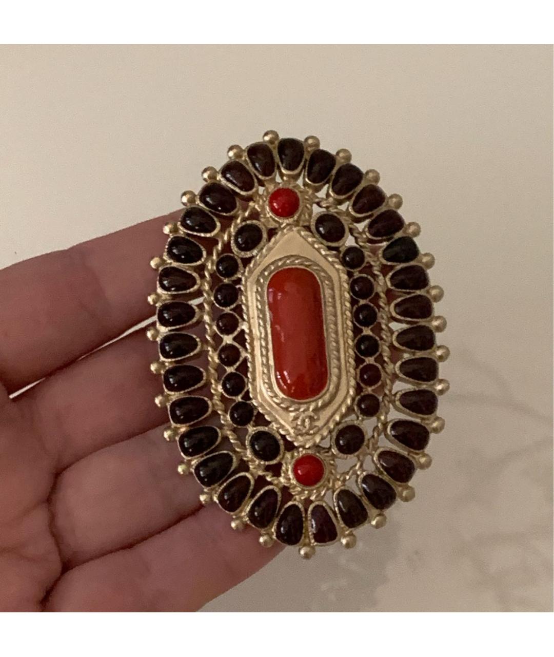 CHANEL Бордовая металлическая булавка / брошь, фото 2