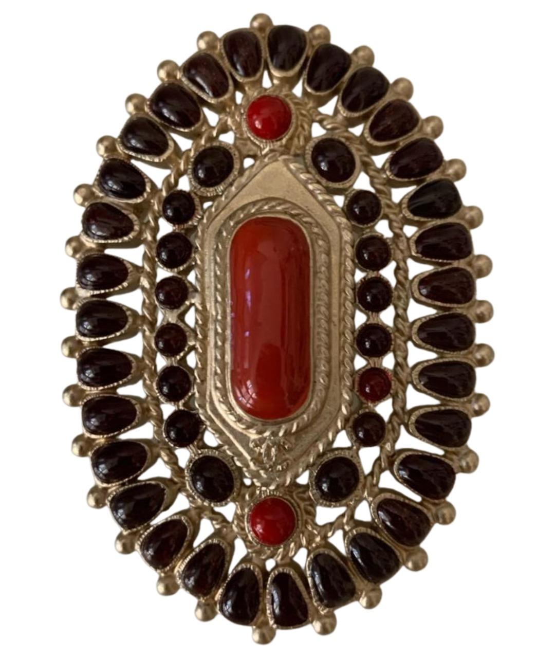 CHANEL Бордовая металлическая булавка / брошь, фото 1