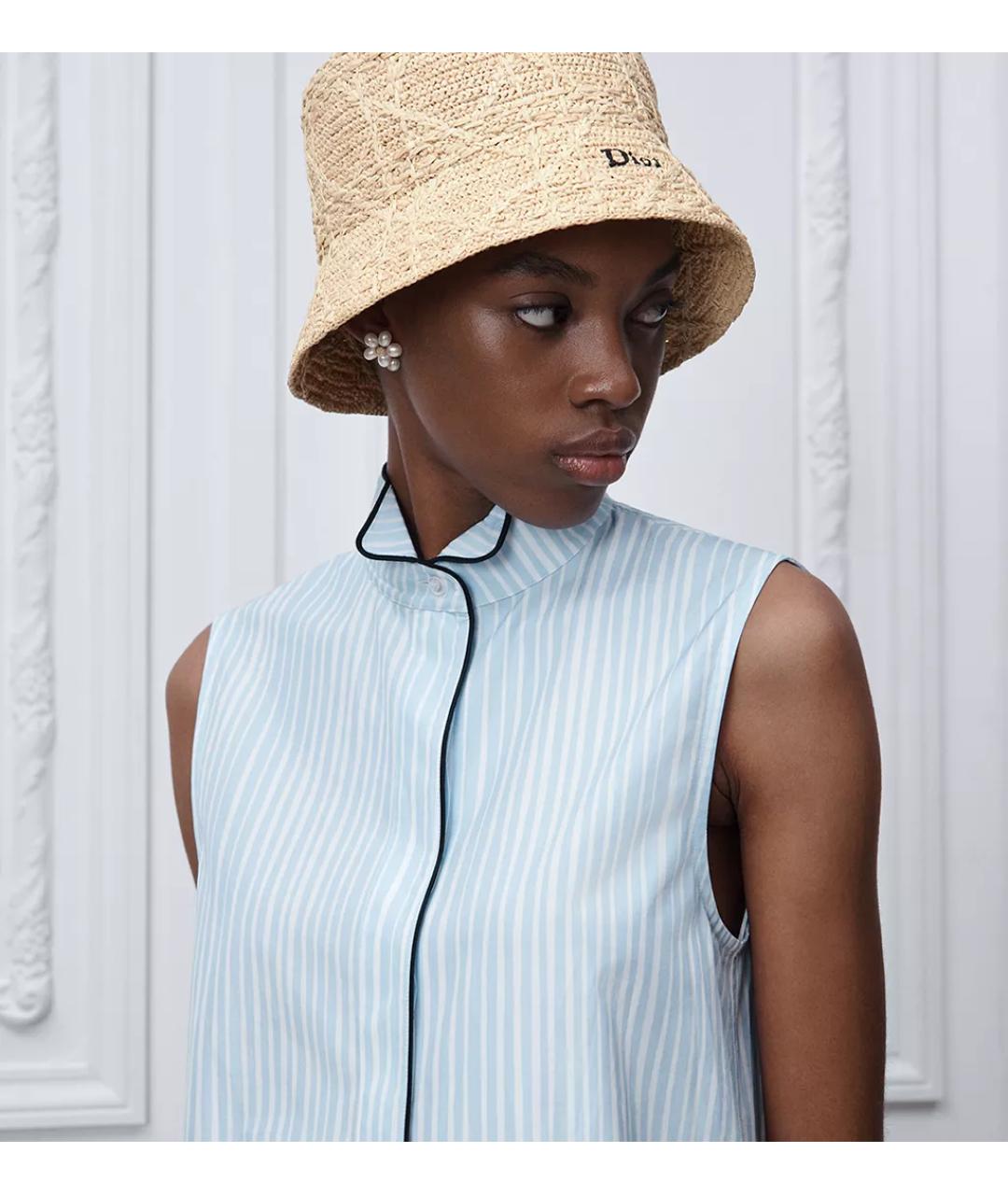 CHRISTIAN DIOR Голубое хлопковое повседневное платье, фото 2