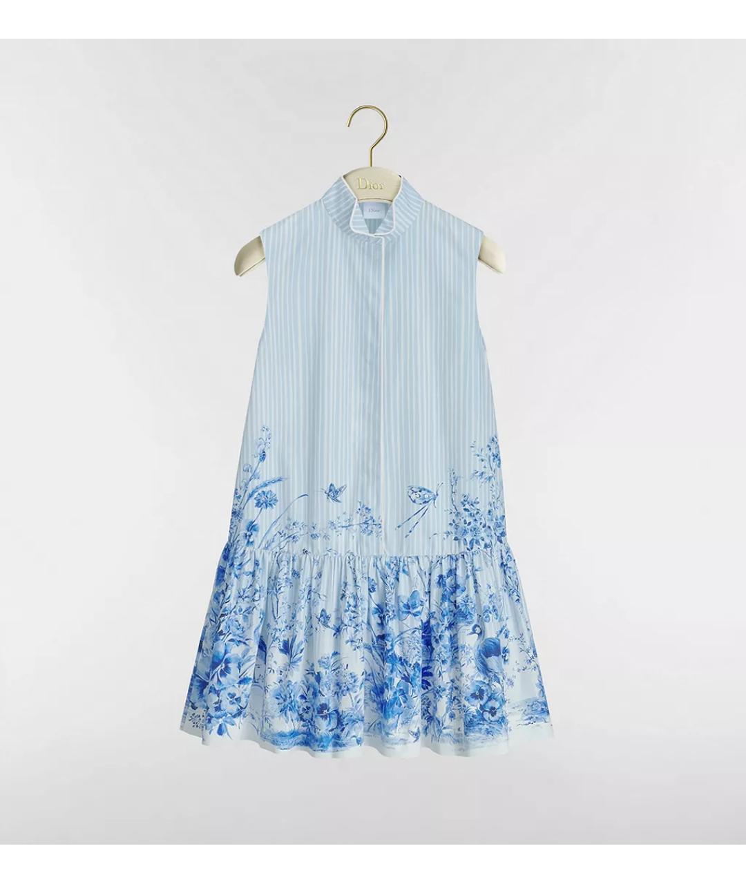 CHRISTIAN DIOR Голубое хлопковое повседневное платье, фото 5