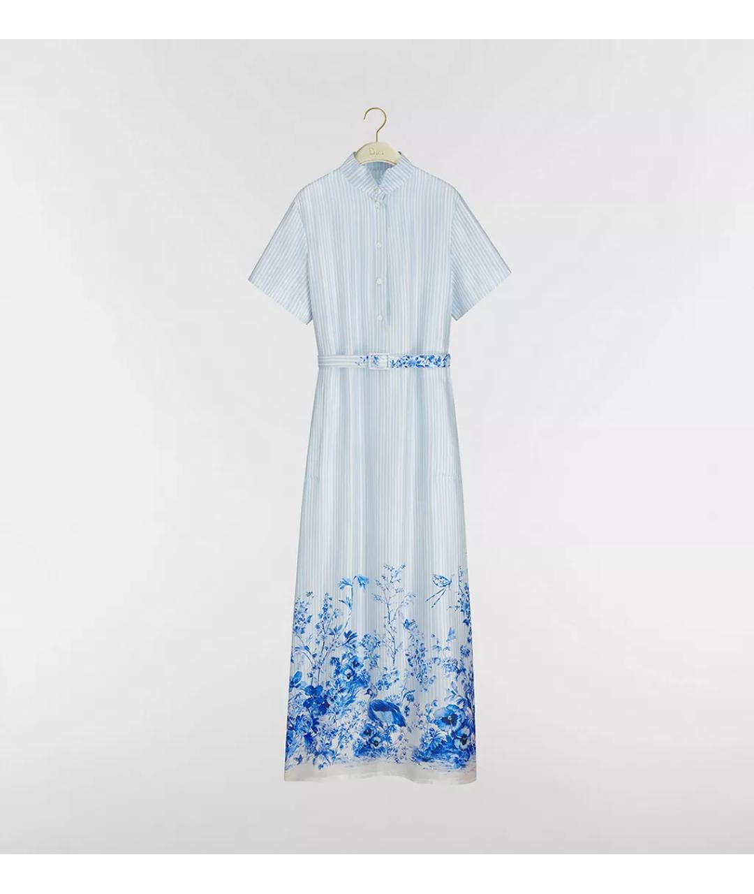 CHRISTIAN DIOR Голубое шелковое повседневное платье, фото 5