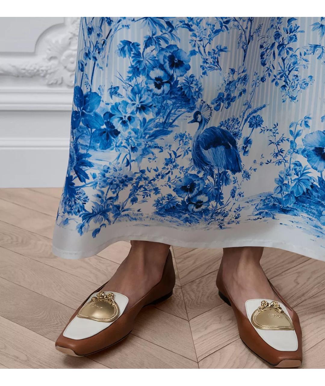 CHRISTIAN DIOR Голубое шелковое повседневное платье, фото 2