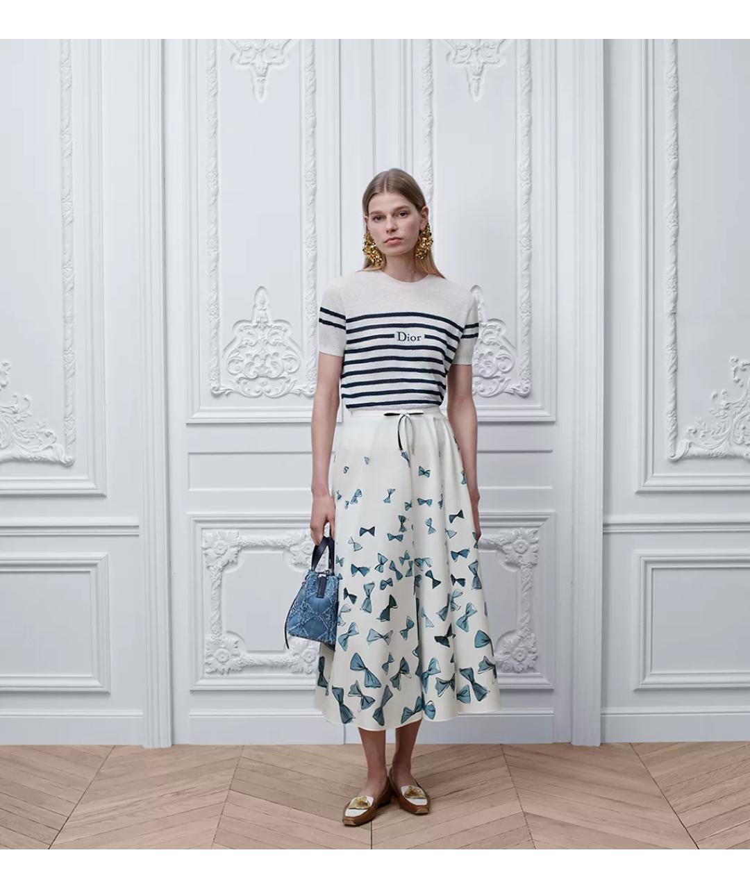 CHRISTIAN DIOR Белая хлопковая юбка миди, фото 2