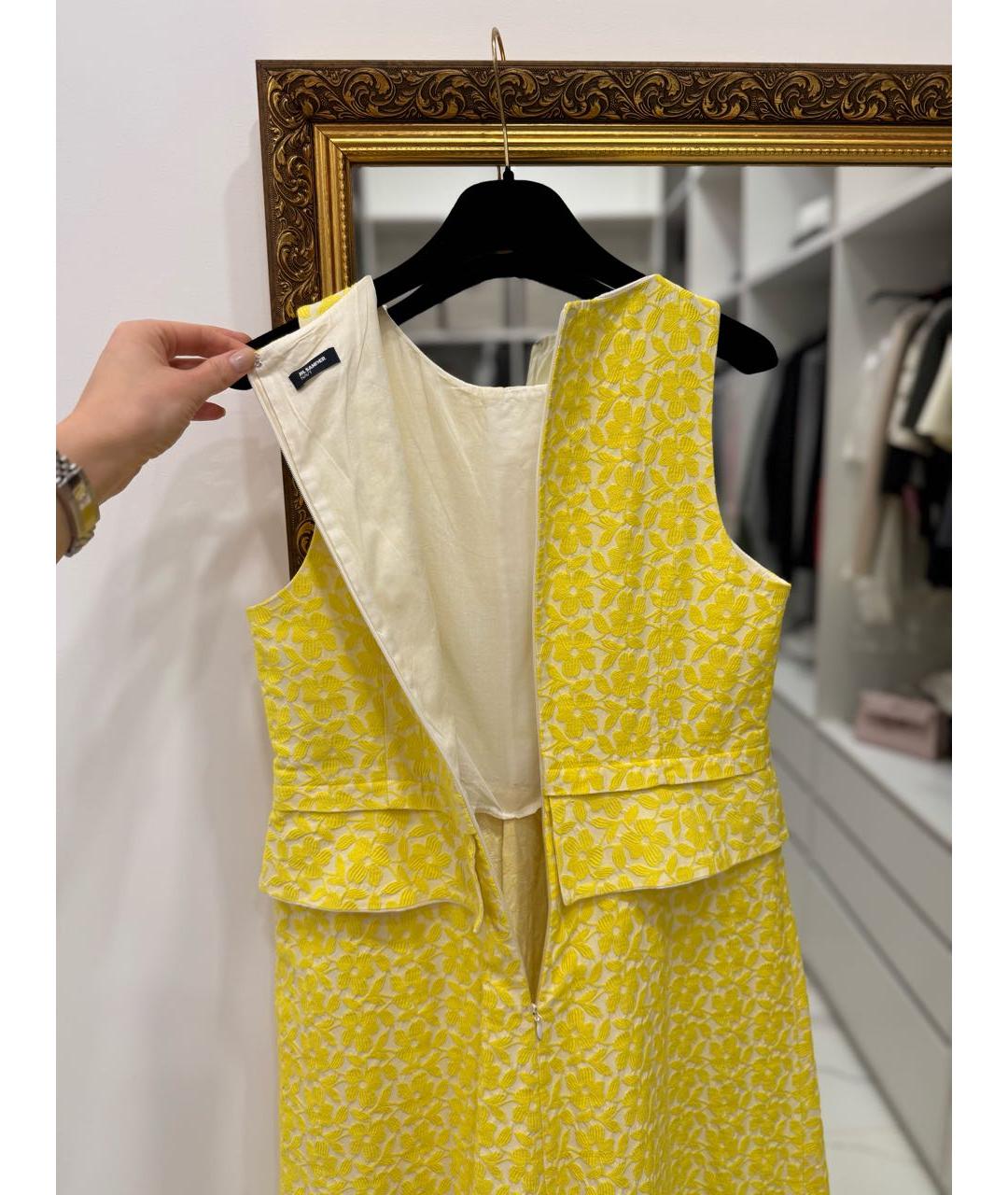 JIL SANDER Желтое хлопковое повседневное платье, фото 6