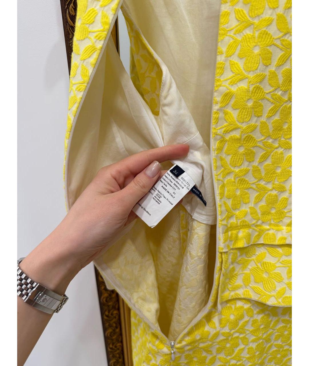 JIL SANDER Желтое хлопковое повседневное платье, фото 7