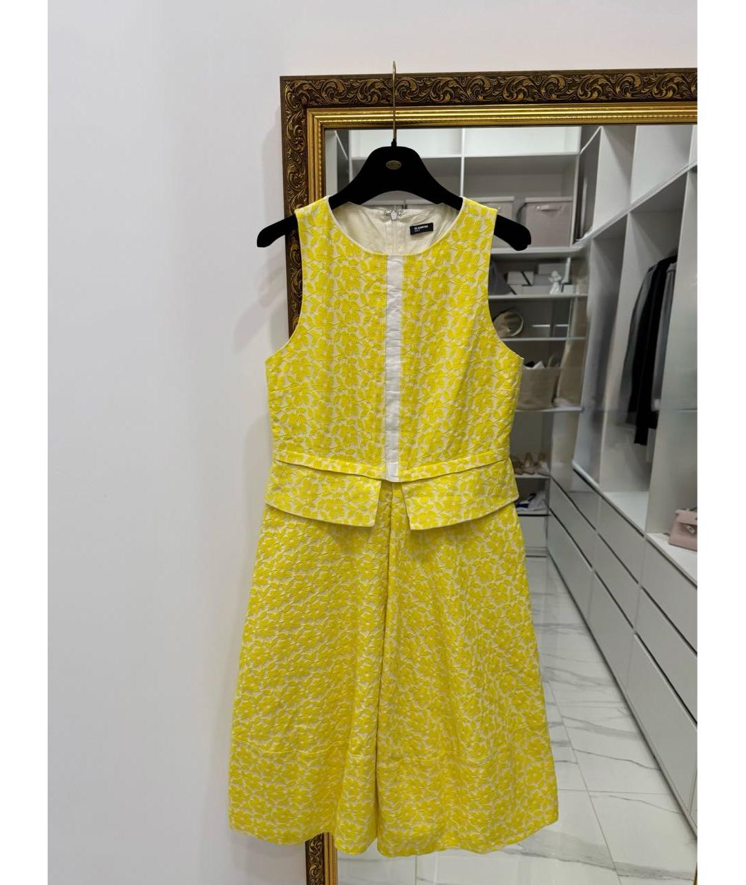 JIL SANDER Желтое хлопковое повседневное платье, фото 4