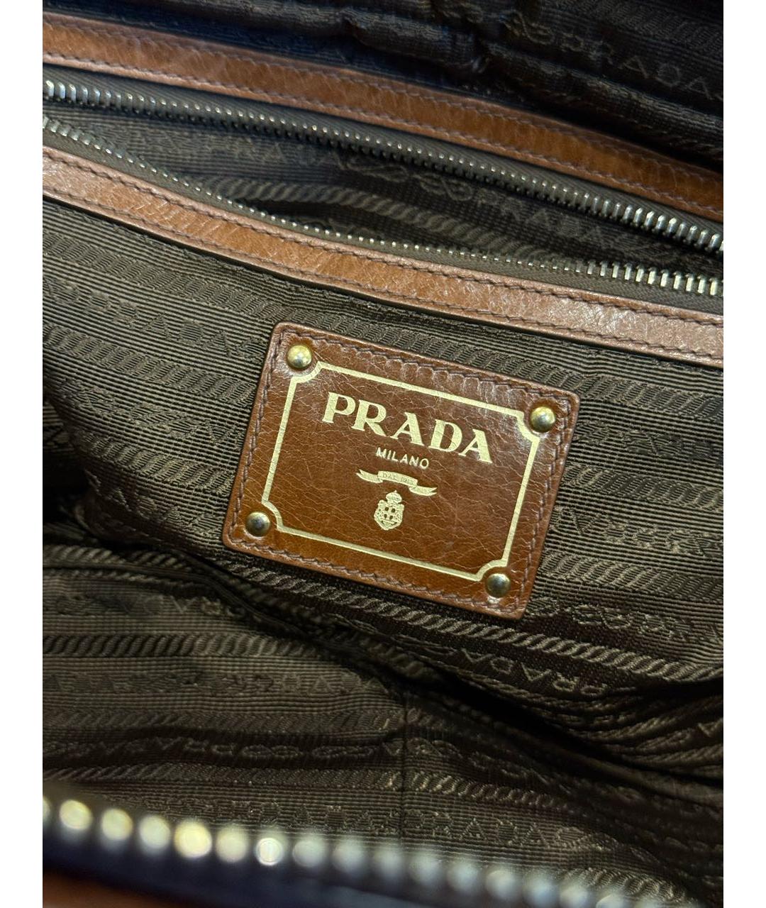 PRADA Коричневая кожаная сумка через плечо, фото 7