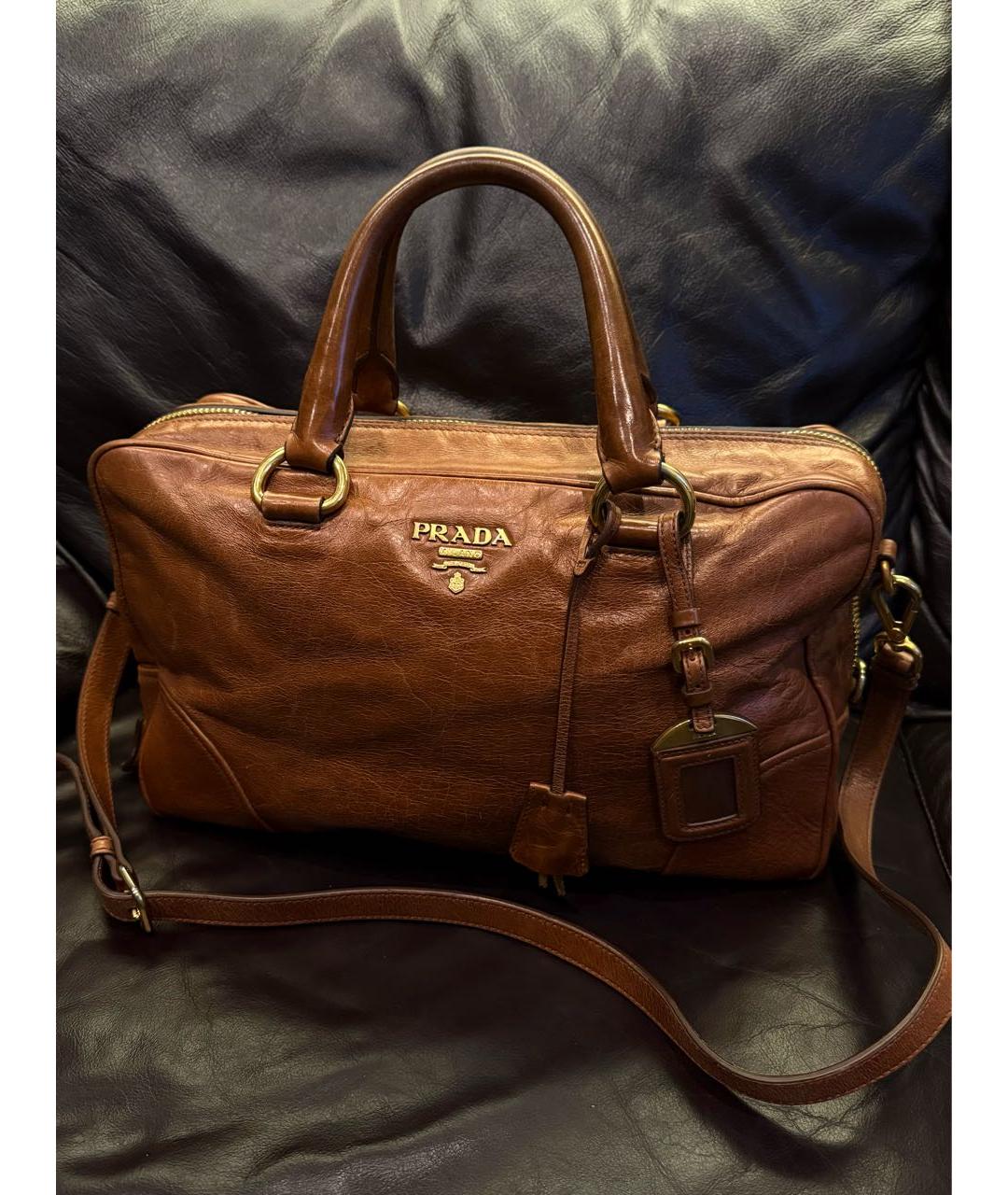PRADA Коричневая кожаная сумка через плечо, фото 2