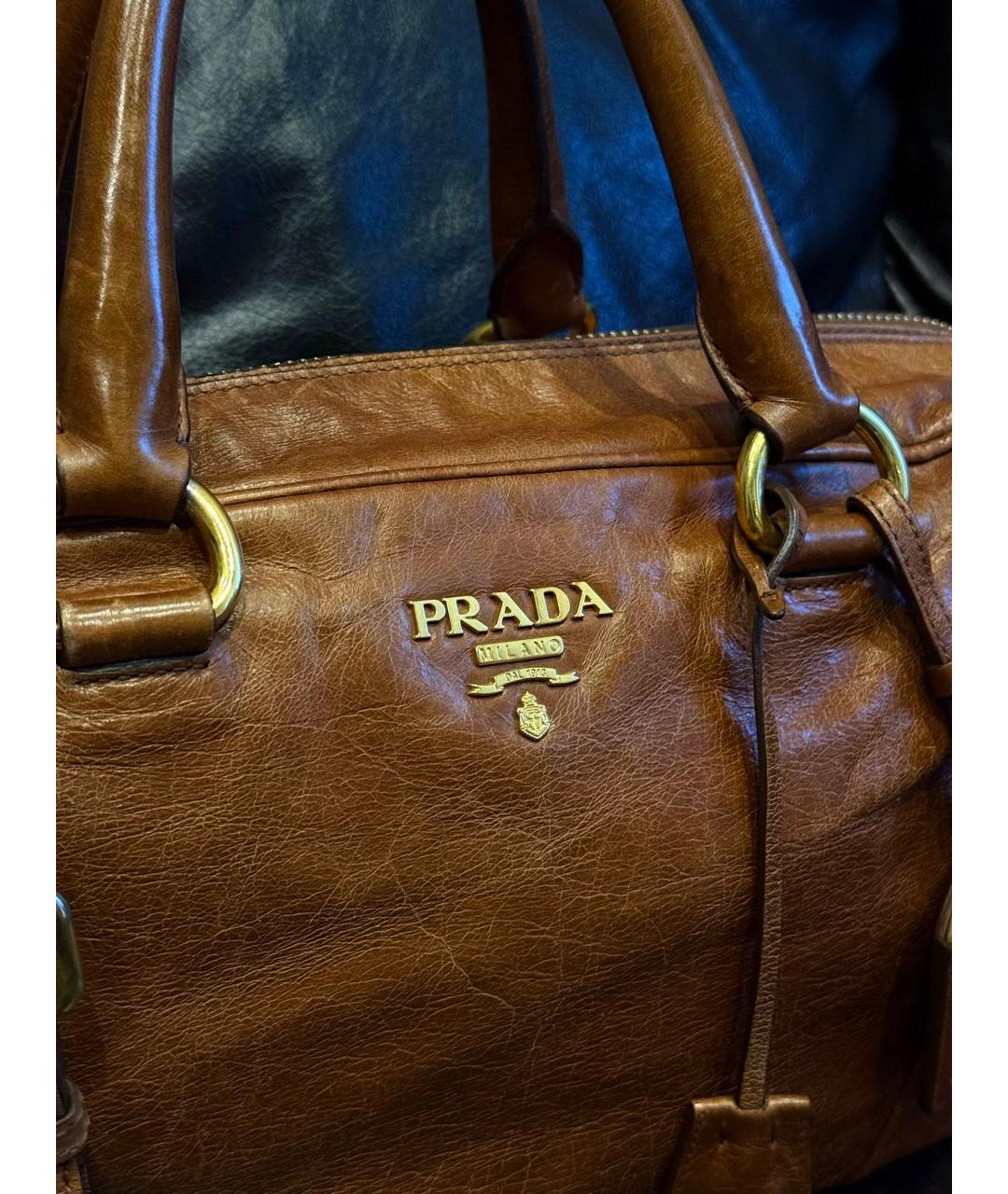 PRADA Коричневая кожаная сумка через плечо, фото 4