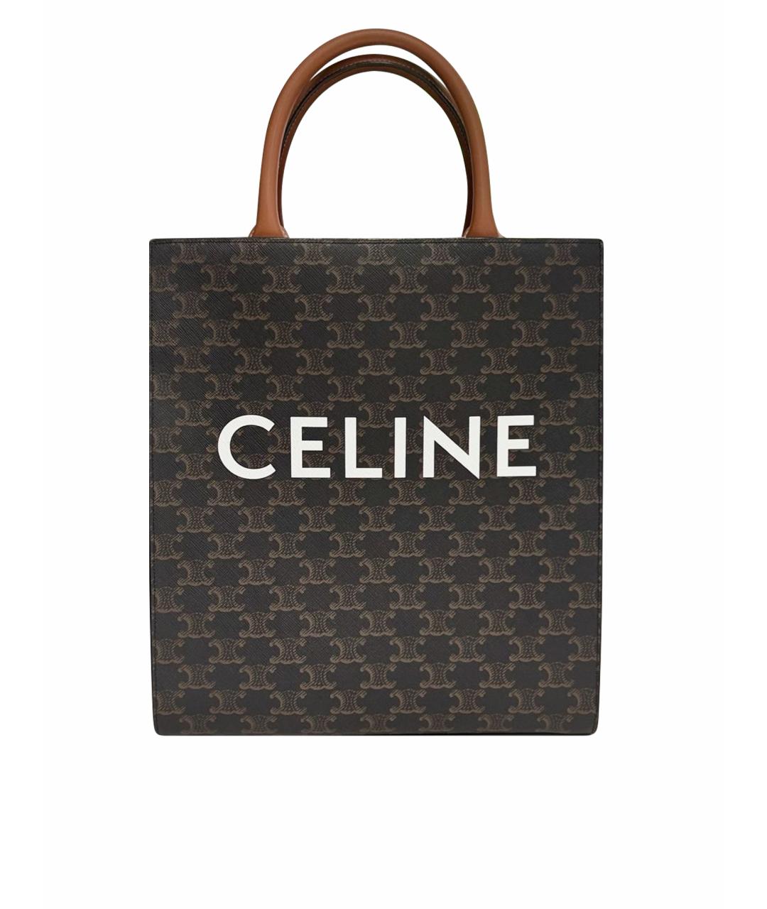 CELINE Коричневая кожаная сумка тоут, фото 1