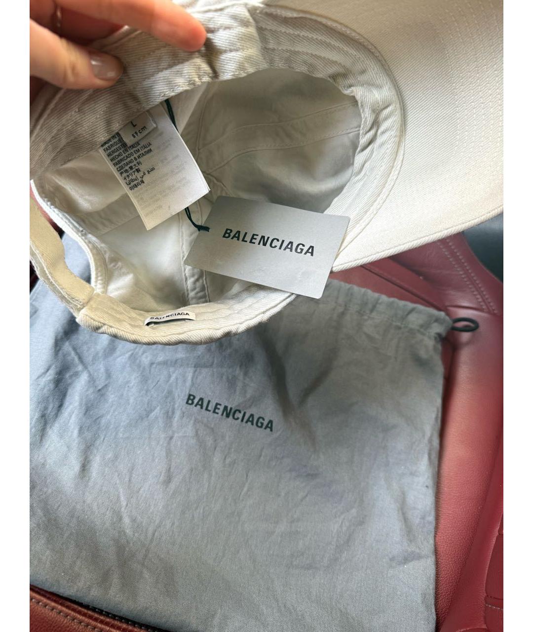 BALENCIAGA Белая хлопковая кепка, фото 7