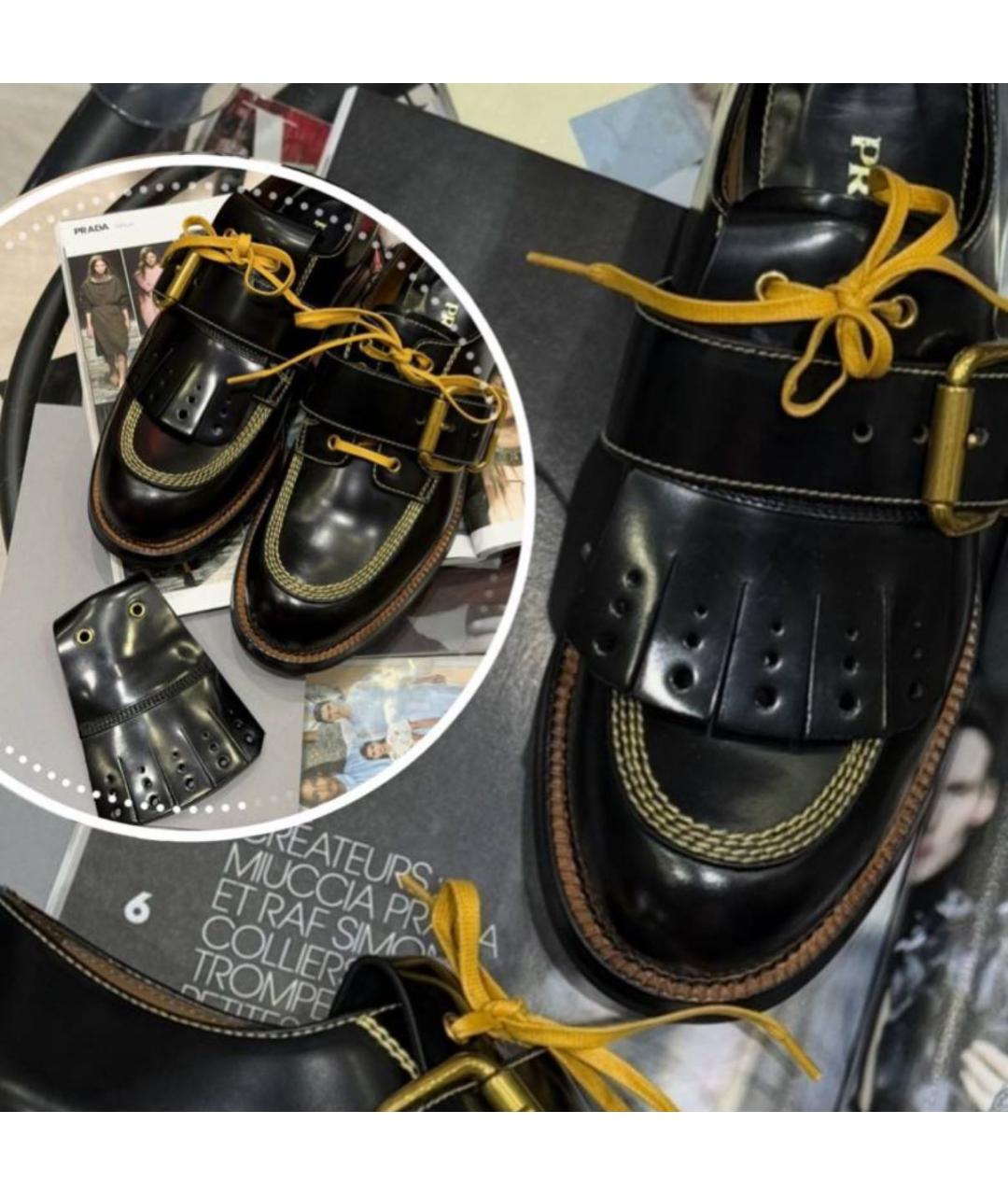 PRADA Черные кожаные брогги и оксфорды, фото 5