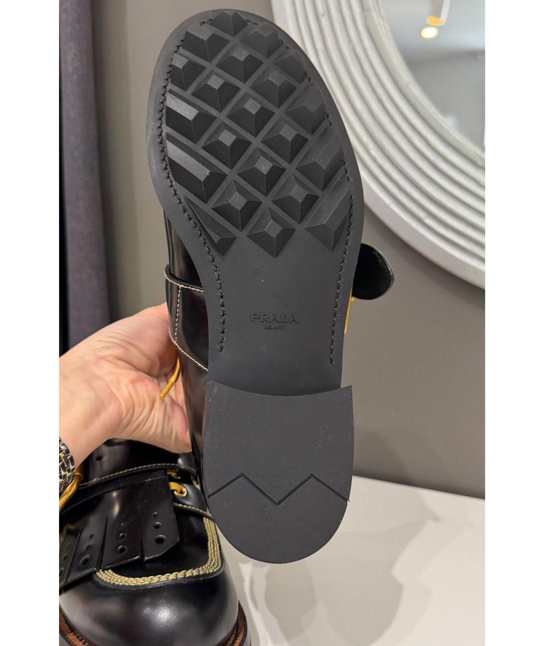 PRADA Черные кожаные брогги и оксфорды, фото 3