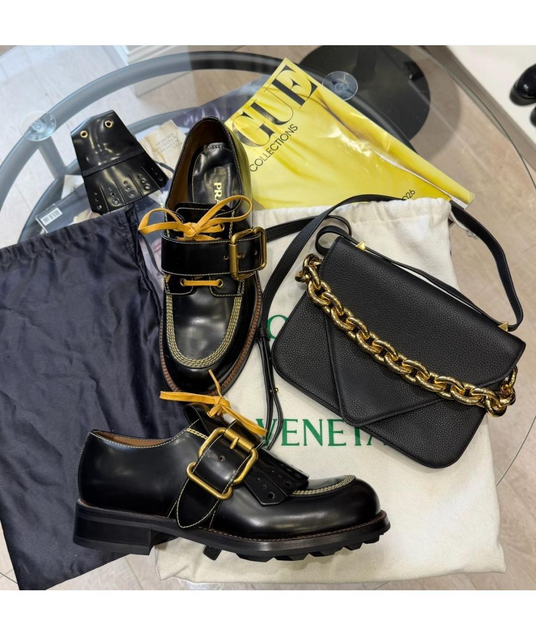 PRADA Черные кожаные брогги и оксфорды, фото 4