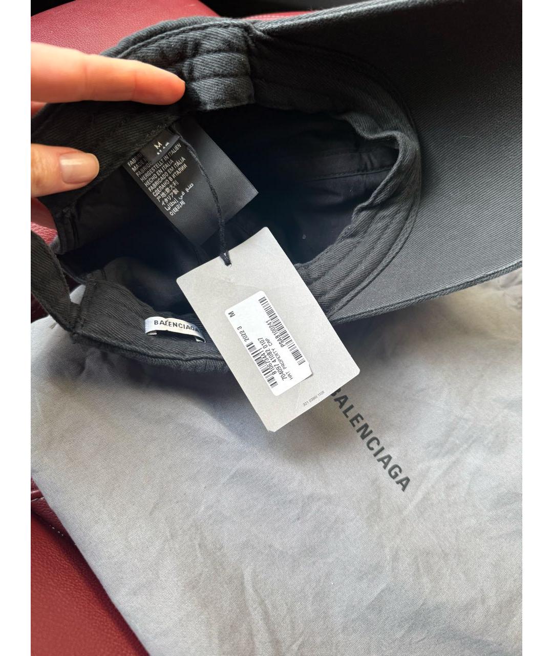 BALENCIAGA Антрацитовая хлопковая кепка, фото 5