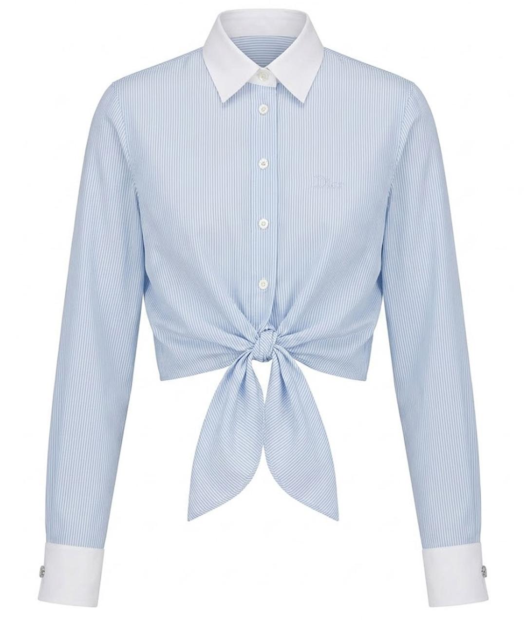 CHRISTIAN DIOR Голубая шелковая блузы, фото 1