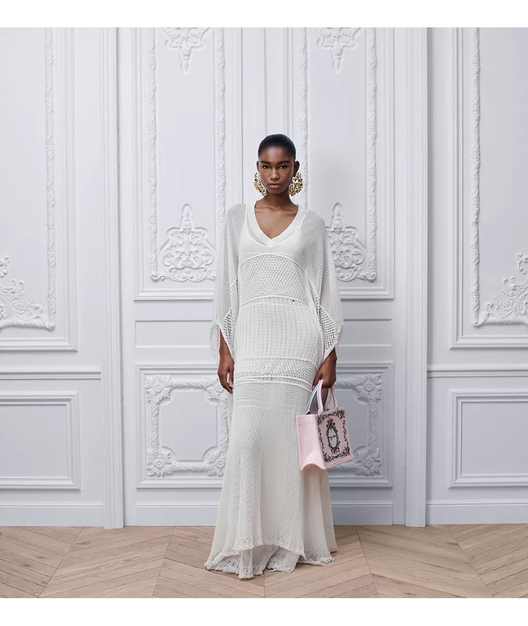 CHRISTIAN DIOR Белое вискозное повседневное платье, фото 4