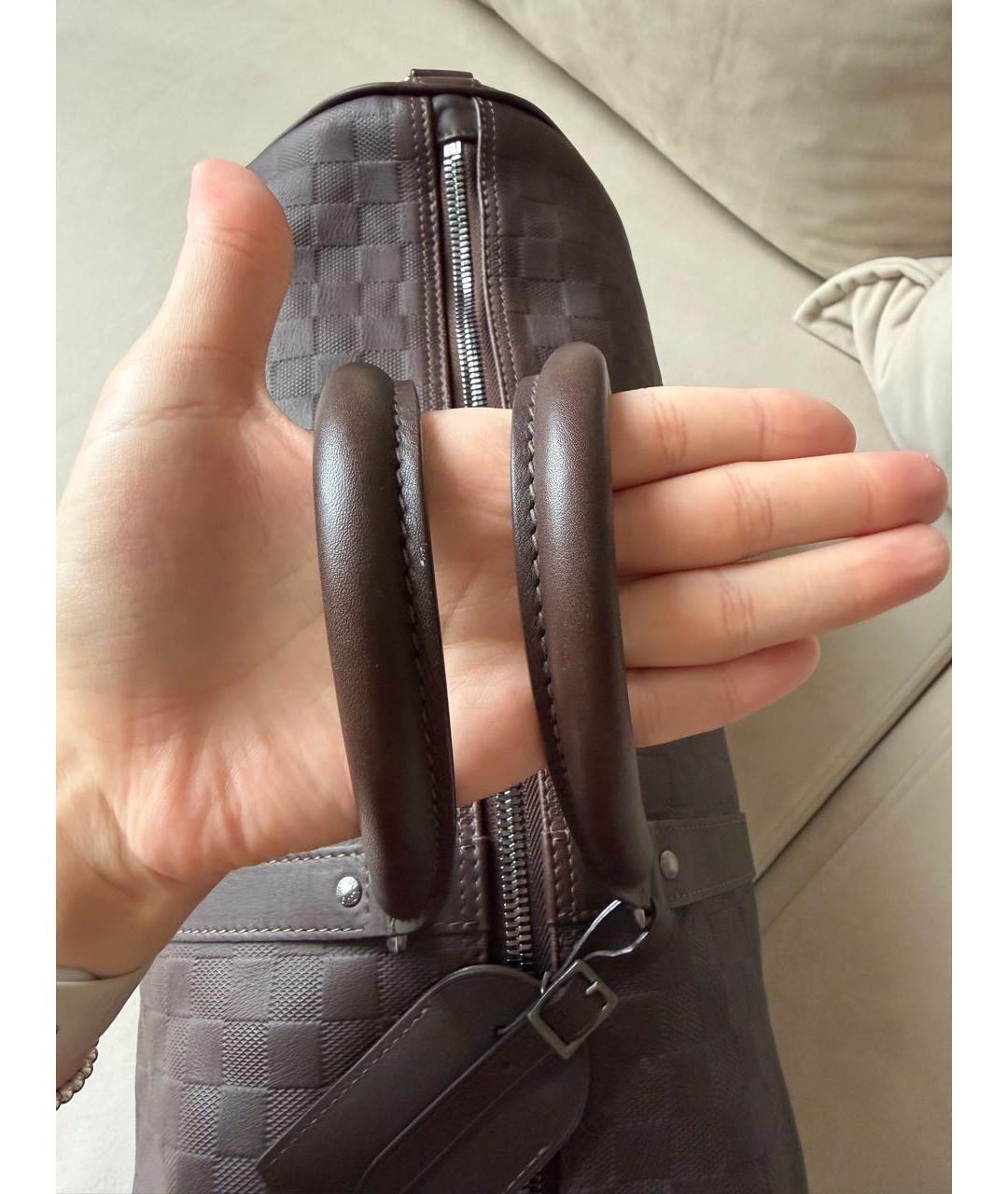 LOUIS VUITTON Коричневая кожаная дорожная/спортивная сумка, фото 3