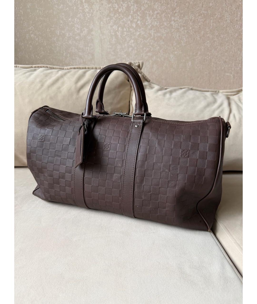 LOUIS VUITTON Коричневая кожаная дорожная/спортивная сумка, фото 2