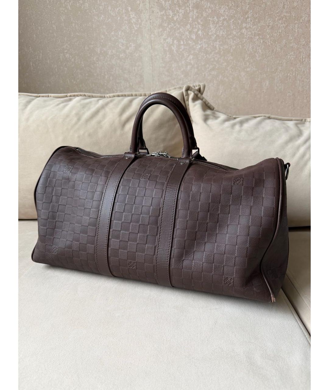 LOUIS VUITTON Коричневая кожаная дорожная/спортивная сумка, фото 9