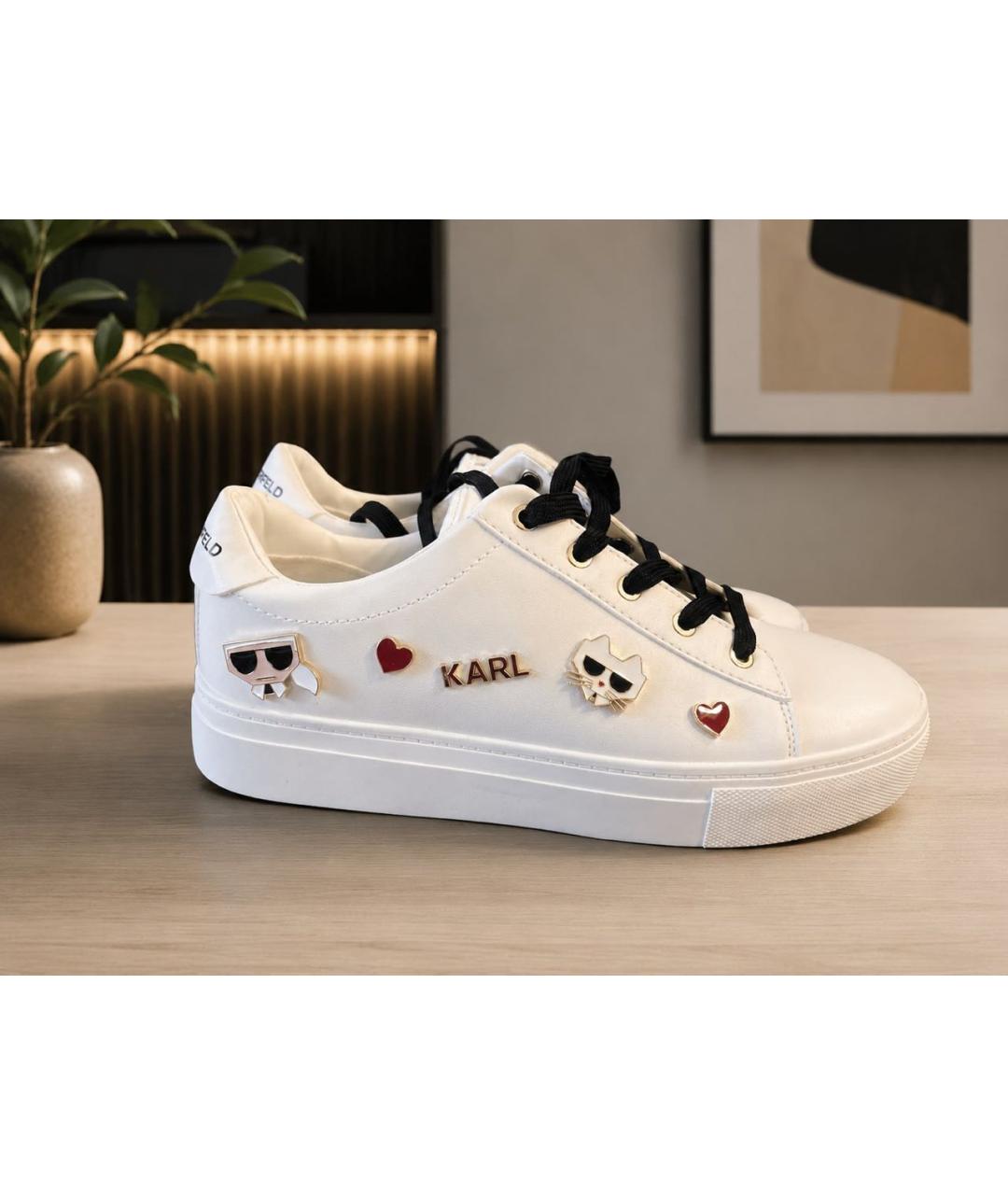 KARL LAGERFELD Белые кеды из искусственной кожи, фото 8