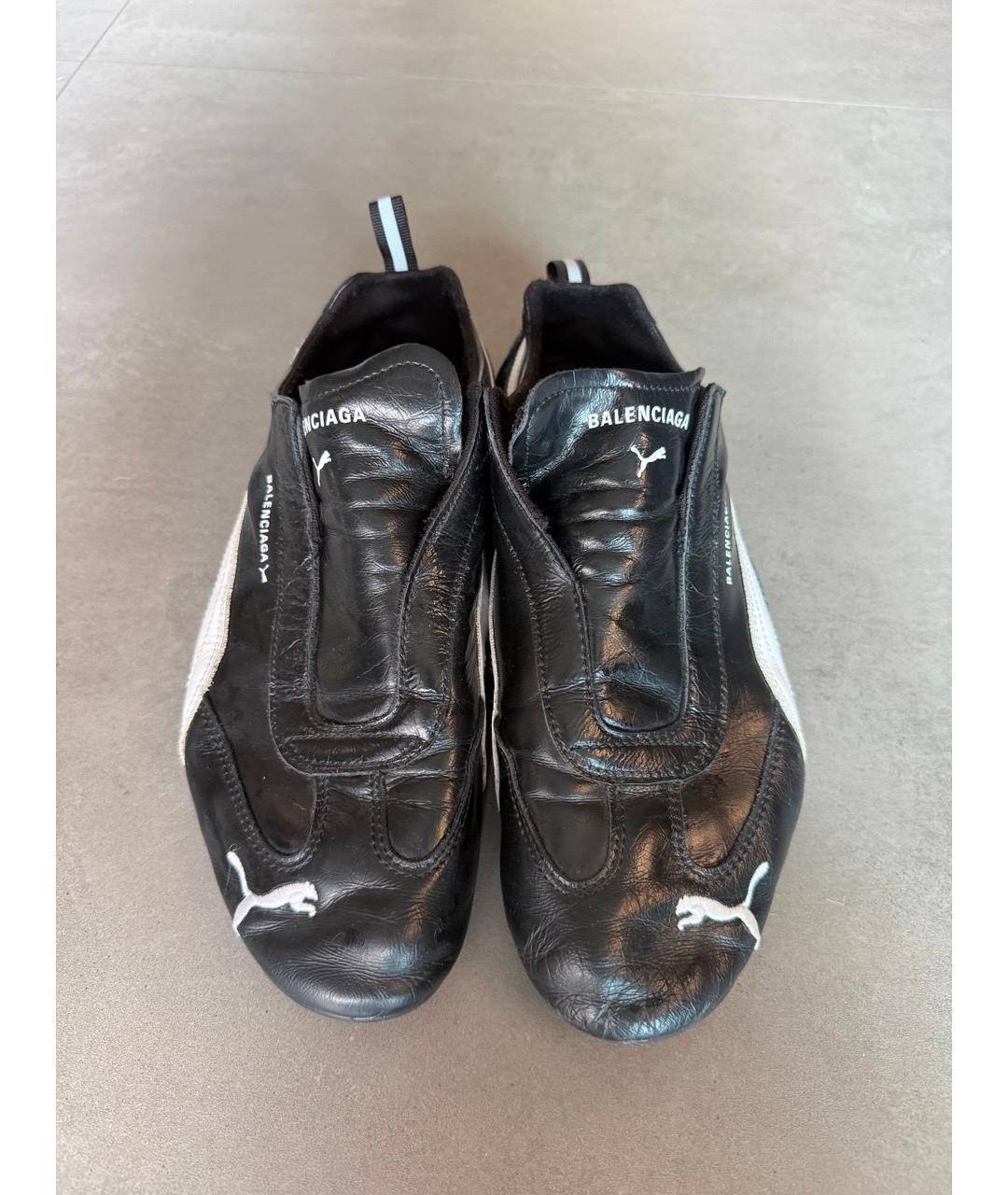 PUMA Черные кожаные низкие кроссовки / кеды, фото 2
