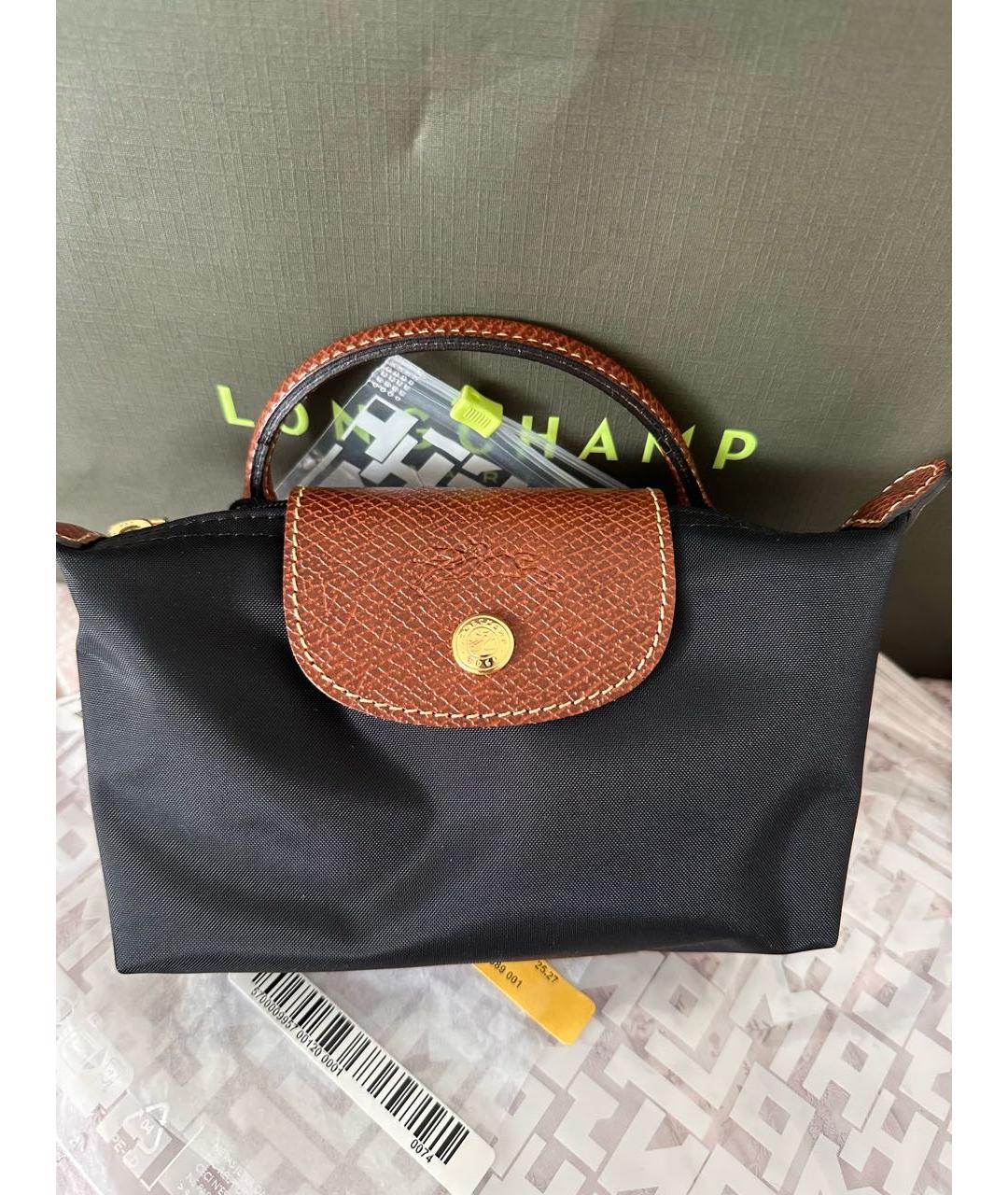 LONGCHAMP Черная тканевая сумка с короткими ручками, фото 2