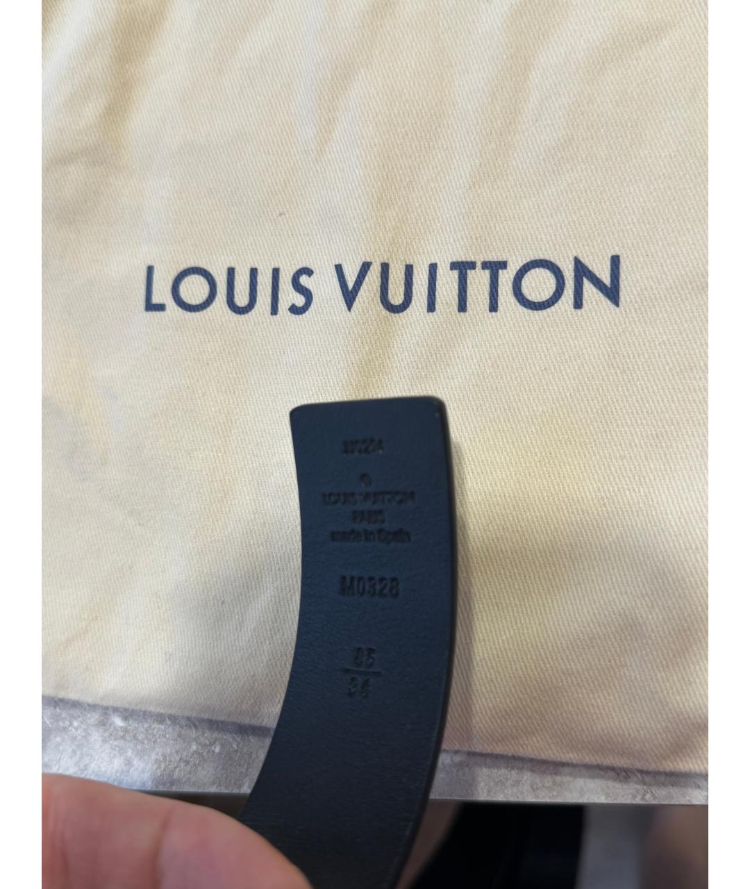 LOUIS VUITTON Черный кожаный ремень, фото 3