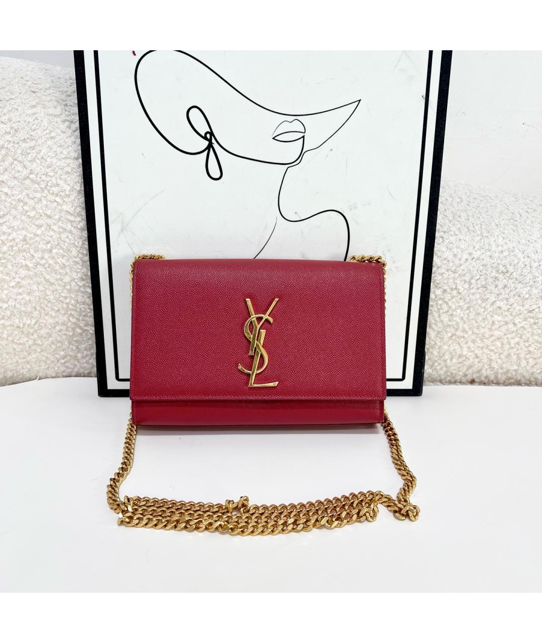 SAINT LAURENT Золотая кожаная сумка через плечо, фото 4