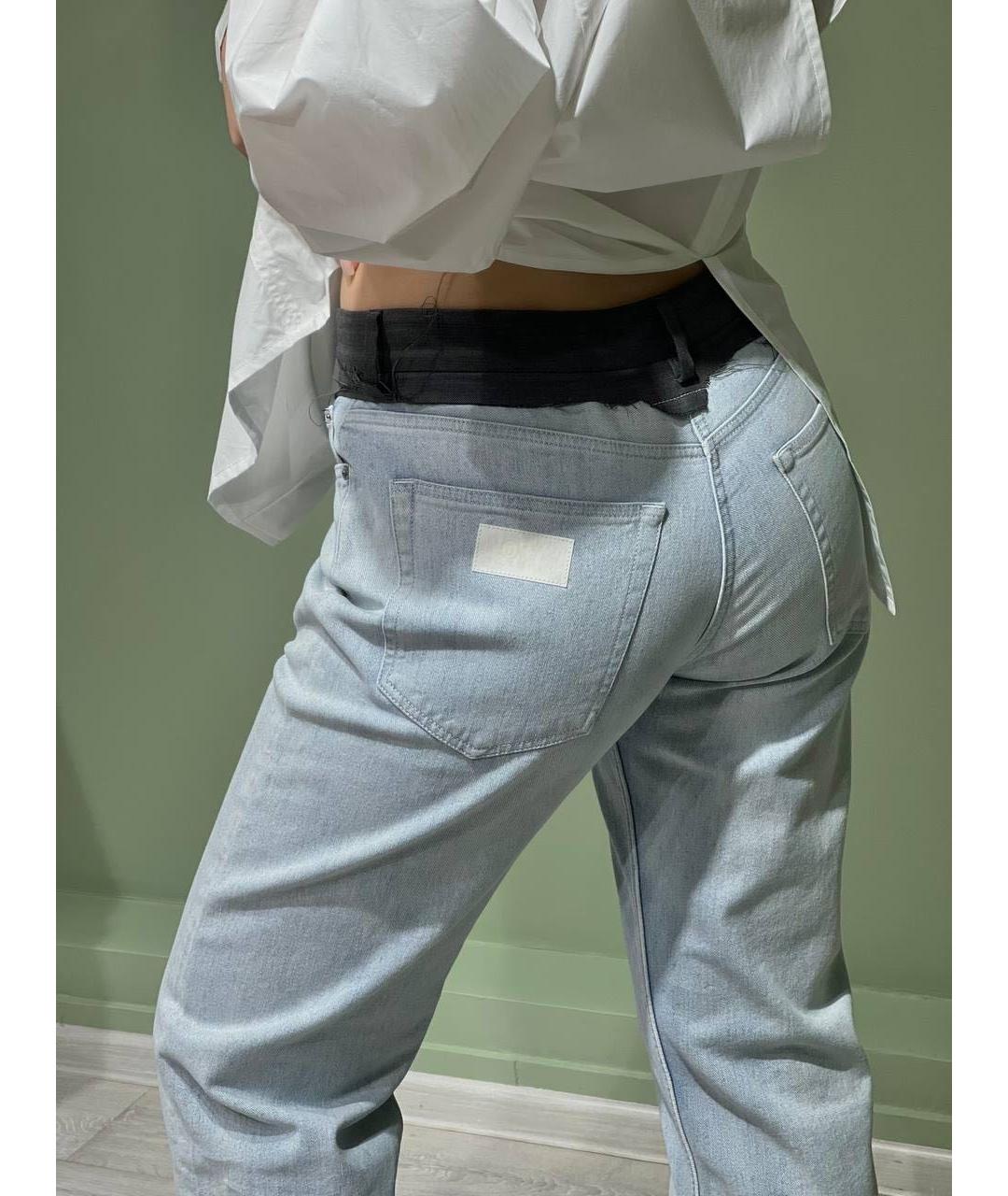 MM6 MAISON MARGIELA Голубые хлопко-эластановые прямые джинсы, фото 6