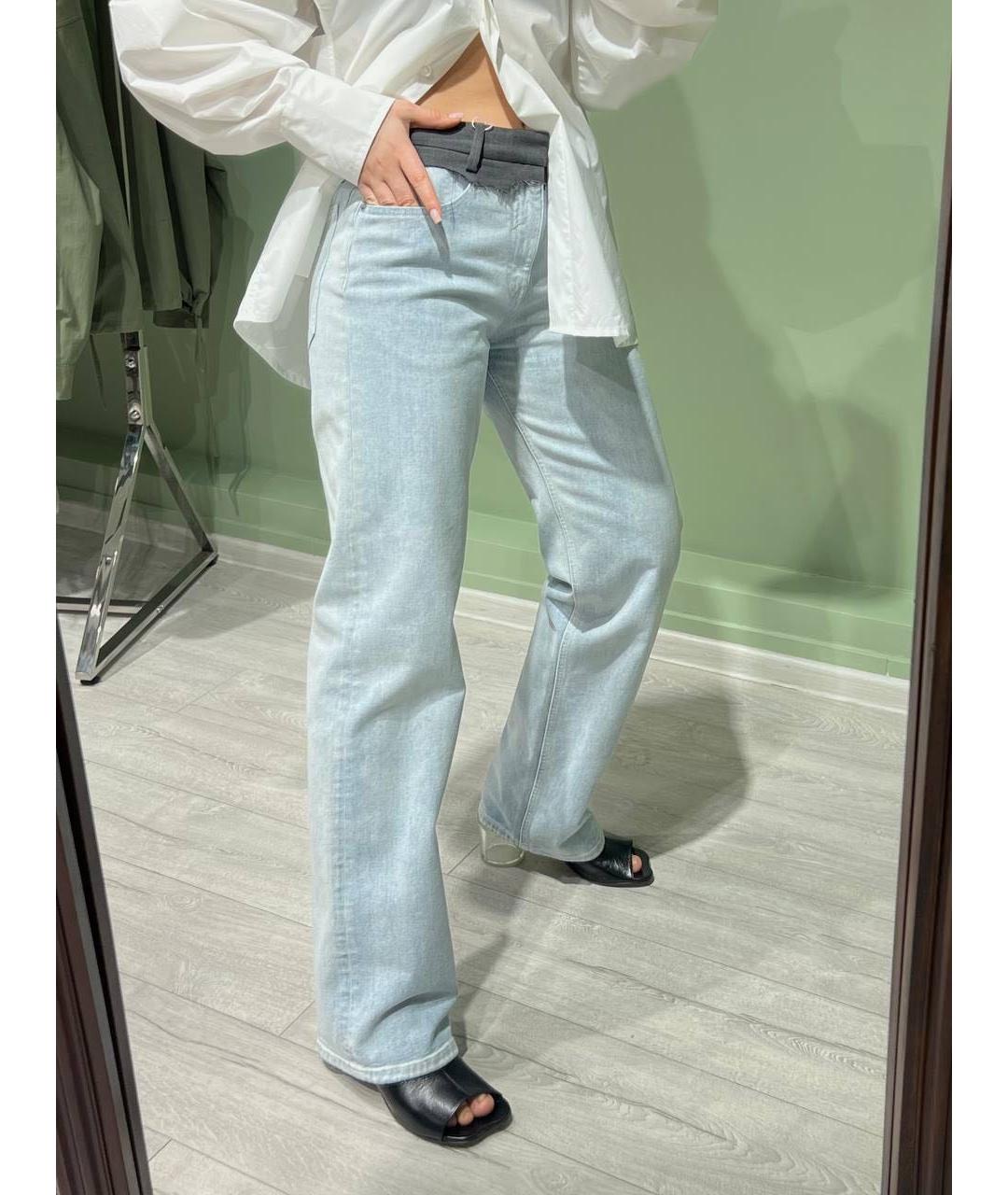 MM6 MAISON MARGIELA Голубые хлопко-эластановые прямые джинсы, фото 7